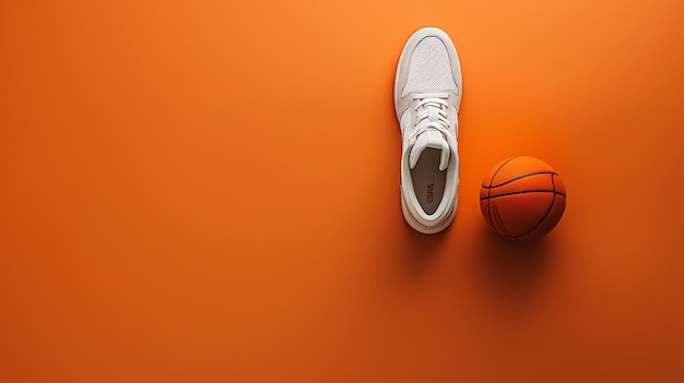 Stylish sports shoes and ball on solid background