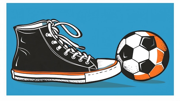 Photo stylish sports shoes and ball on solid background