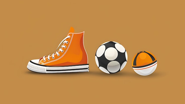 Photo stylish sports shoes and ball on solid background