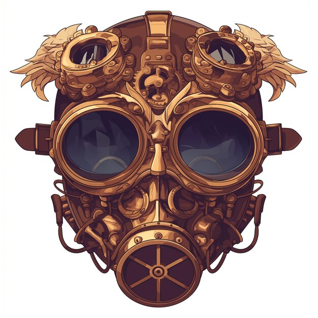 Photo stylish steampunk mask on a white background 2d logo