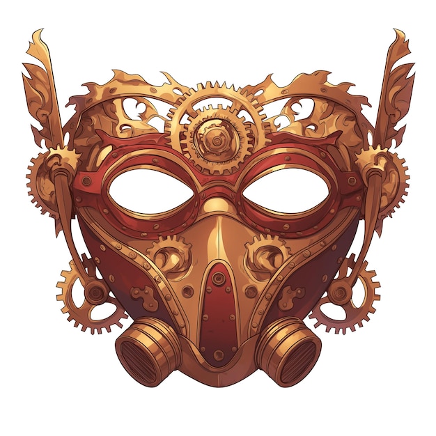 Photo stylish steampunk mask on a white background 2d logo