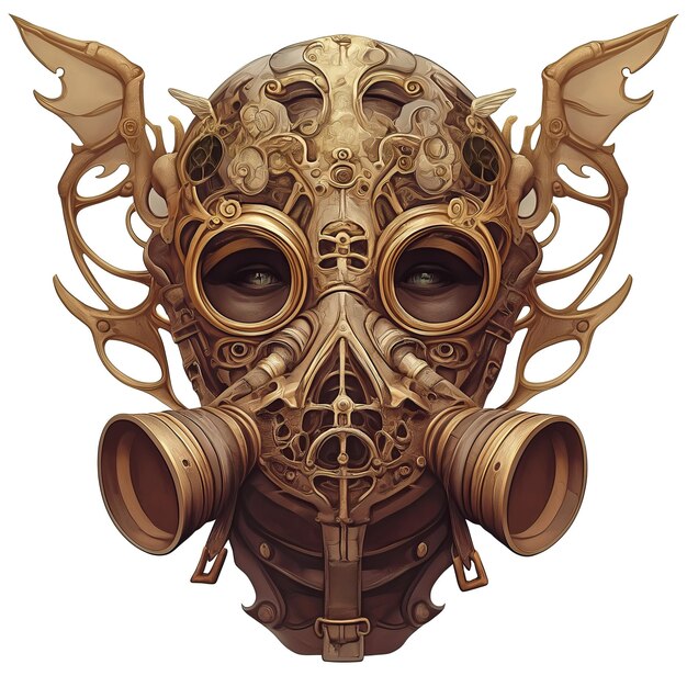 Photo stylish steampunk mask on a white background 2d logo