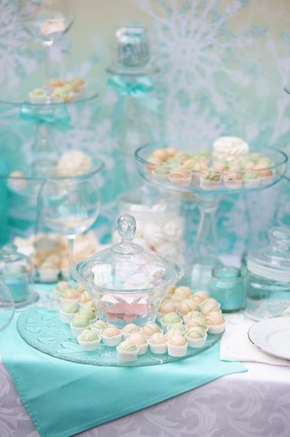 Stylish sweet table on wedding or event party