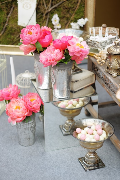 Stylish sweet table on wedding or event party 