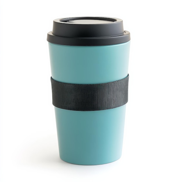 Photo a stylish turquoise mug is primed for carrying hot beverages while traveling through the city