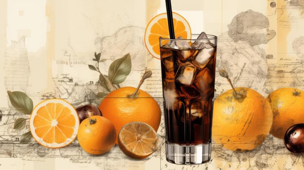 Stylish vintage drink design featuring sepia tones retro elements and classic patterns