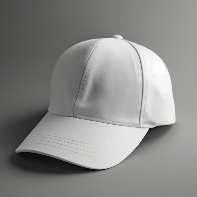 Stylish white baseball cap on light background