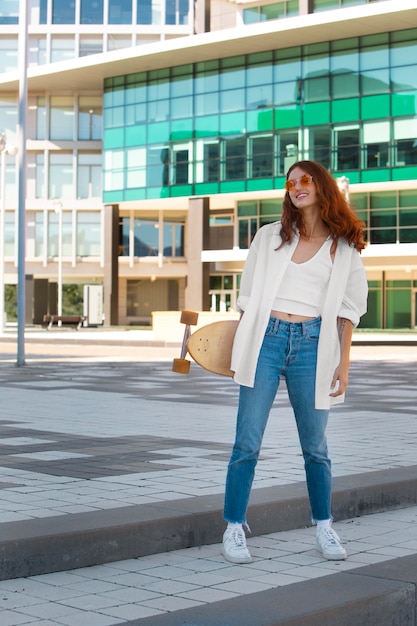 Stylish woman in a clean urban environment