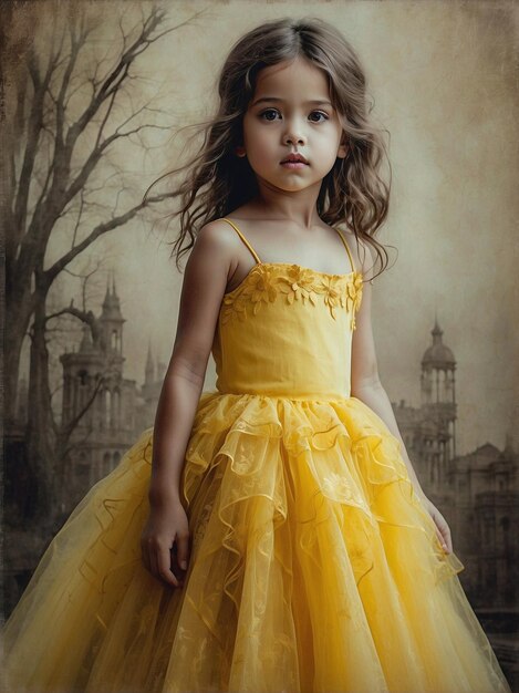 Stylish Woman in a Yellow Dress Posing Indoors for a Photoshoot