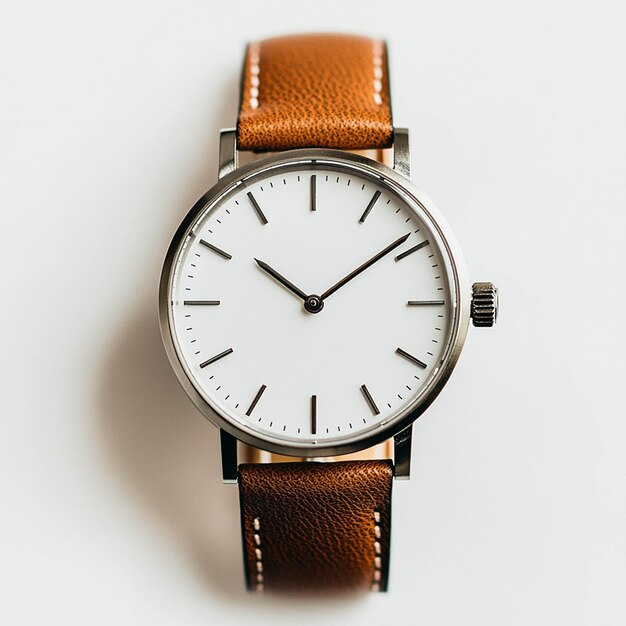 Photo a stylish wristwatch with a leather strap