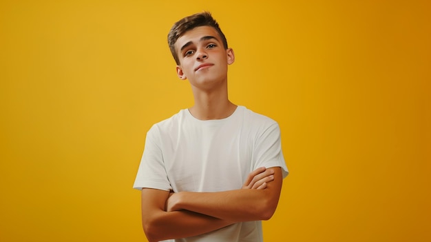 Stylish Young Man in Bella Canvas White Shirt Mockup