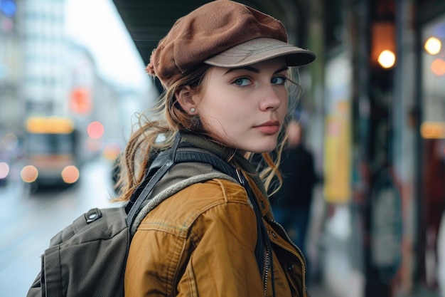 Stylish young woman in urban setting