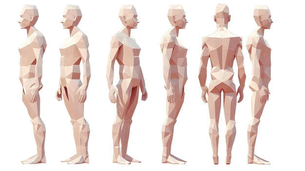 Photo stylized 3d low poly human anatomy figure in minimalist digital art design