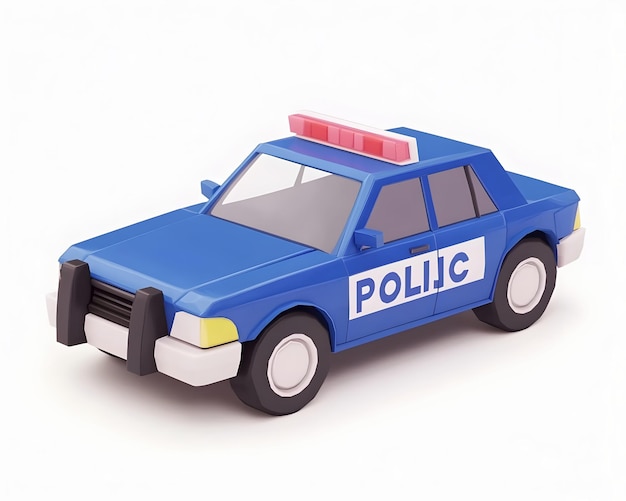 Photo stylized 3d police car on white background