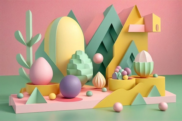 Stylized abstract 3D illustration