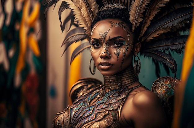 Stylized art of a brazilian samba dancer carnival in rio de janeiro