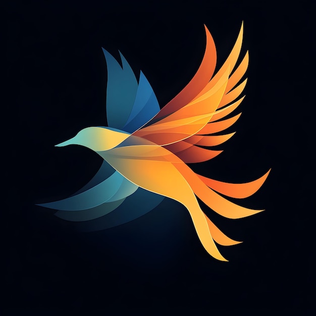 Photo stylized bird silhouette logo design for aerospace company branding