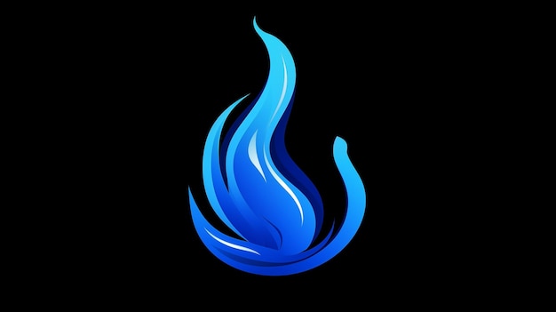 Photo stylized blue flame icon with glowing gradient effect and dynamic shapes