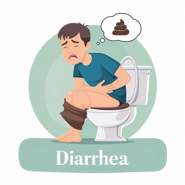 Photo stylized cartoon vector of diarrhea discomfort ideal for health education and medical content 1