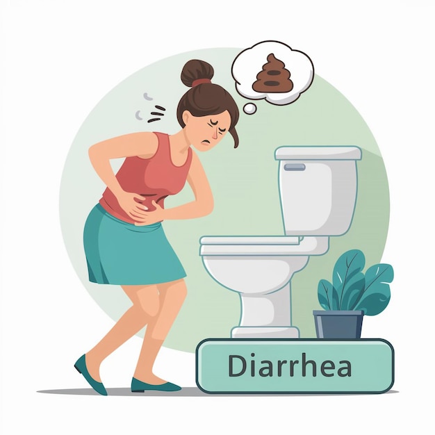 Photo stylized cartoon vector of diarrhea discomfort ideal for health education and medical content 1