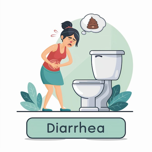 Photo stylized cartoon vector of diarrhea discomfort ideal for health education and medical content 1