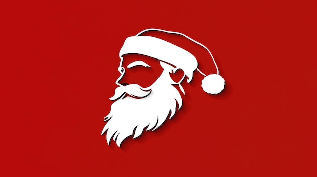 Stylized cut illustration of Santa Claus on a vibrant red background celebrating Christmas cheer