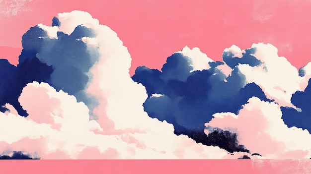 Photo a stylized depiction of clouds against a pink sky evoking a dreamy atmosphere