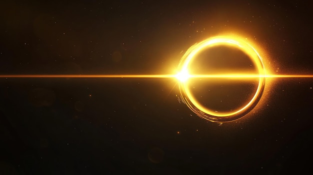 A stylized depiction of a solar eclipse with radiant light