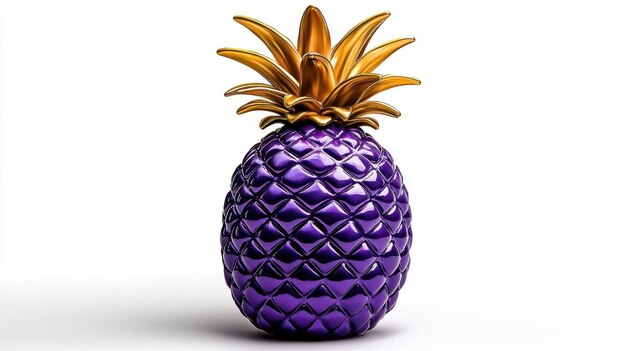 Photo stylized digital artwork featuring a pineapple with a modern twist on a pure white background