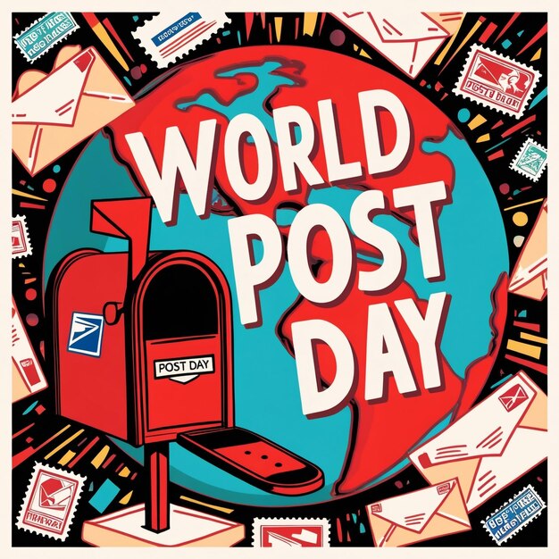 Stylized Digital Illustration for World Post Day Celebration