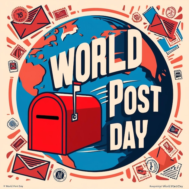 Stylized Digital Illustration for World Post Day Celebration