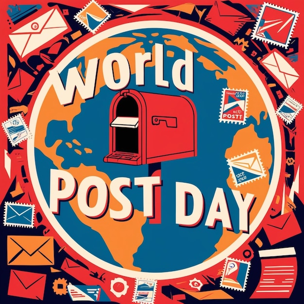 Stylized Digital Illustration for World Post Day Celebration