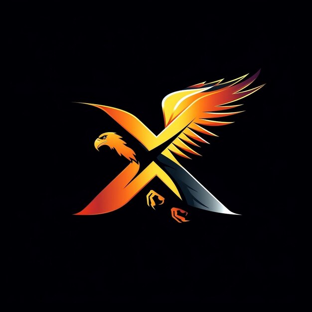 stylized eagle X logo shape or beams of light luxury X logo AI generated