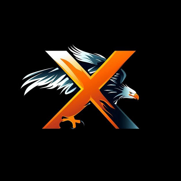 stylized eagle X logo shape or beams of light luxury X logo AI generated