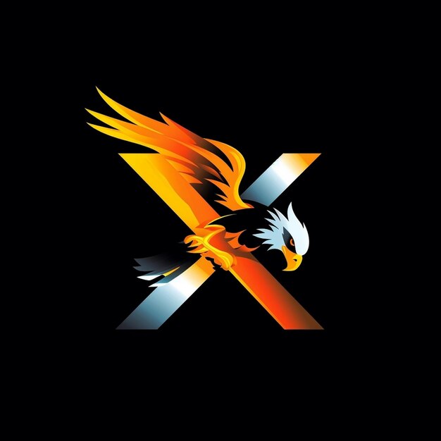 stylized eagle X logo shape or beams of light luxury X logo AI generated