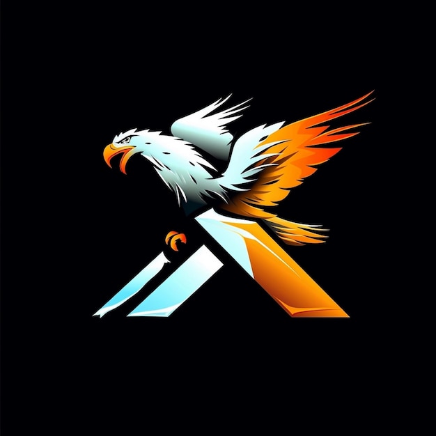 stylized eagle X logo shape or beams of light luxury X logo AI generated