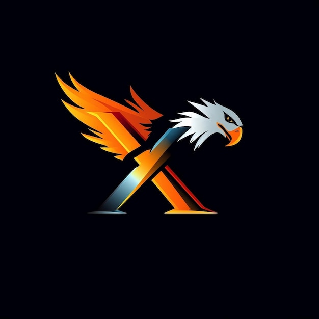 stylized eagle X logo shape or beams of light luxury X logo AI generated