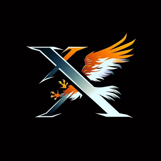 stylized eagle X logo shape or beams of light luxury X logo AI generated