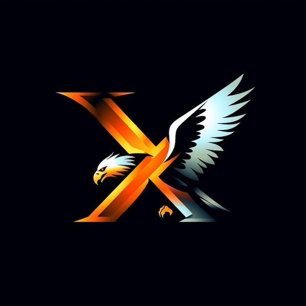 stylized eagle X logo shape or beams of light luxury X logo AI generated