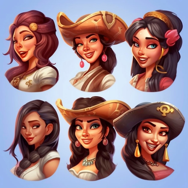 Photo stylized female characters in fantasy and western attire