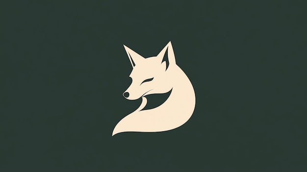 Photo a stylized fox head with a closed eye on a dark green background