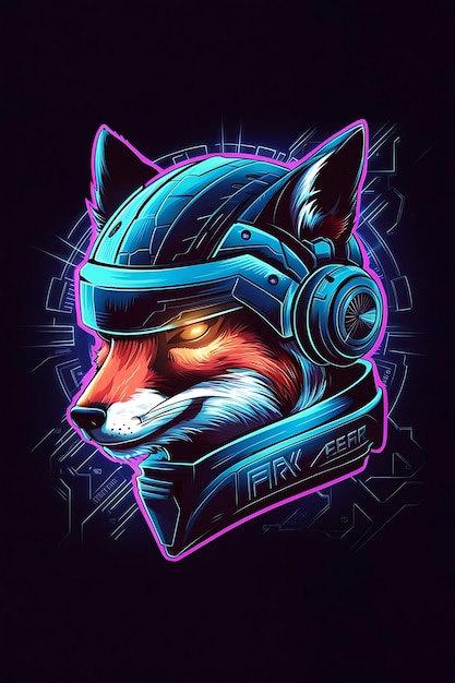 a stylized futuristic fox head wearing a hightech helmet