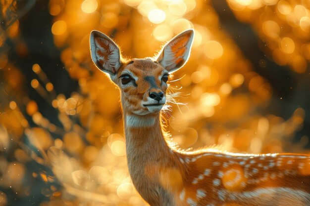 A stylized gazelle its sleek form simplified into elegant streamlined shapes and set against a backdrop of radiant sunburst patterns