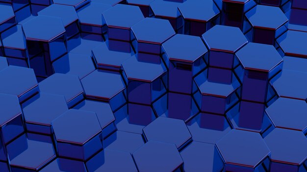 Stylized geometric shapes forming a simplified blockchain