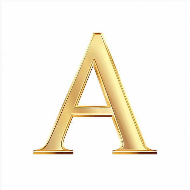 Photo stylized golden letter a in 3d format