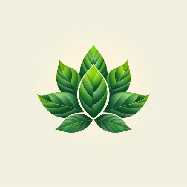 Photo a stylized green leaf lotus logo set against a simple beige background representing nature wellness and organic themes