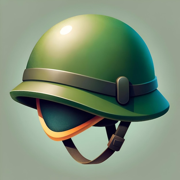 A stylized green military helmet perfect for game design app icons or illustrations needing a retro military feel