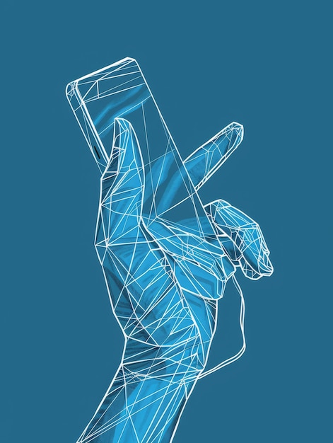 Photo a stylized hand holding a smartphone representing modern technology connectivity digital com