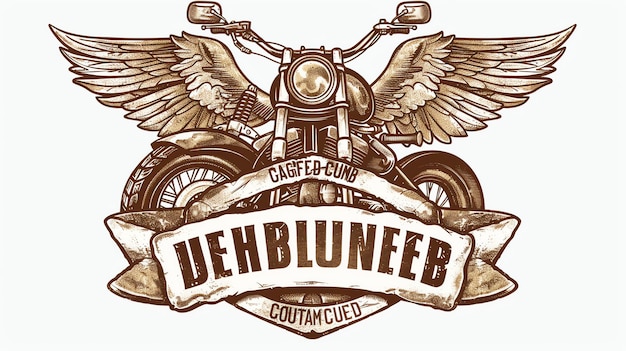 A stylized illustration of a motorcycle with wings and a banner with the text JEHBLUNEEB