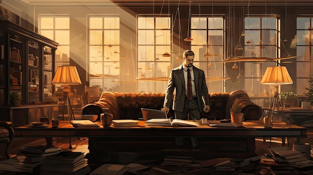 Stylized illustration of an office